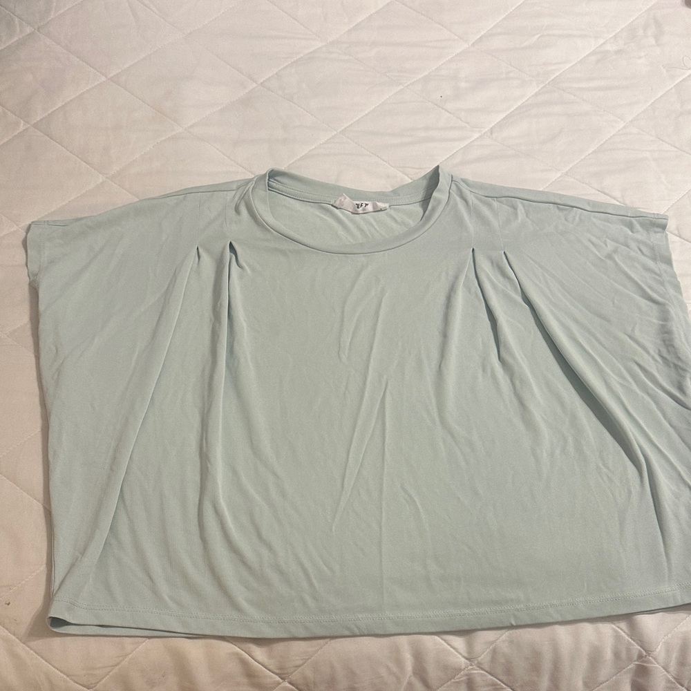 Double Zero Light Mint Short Sleeve Pleated Shoulder Top